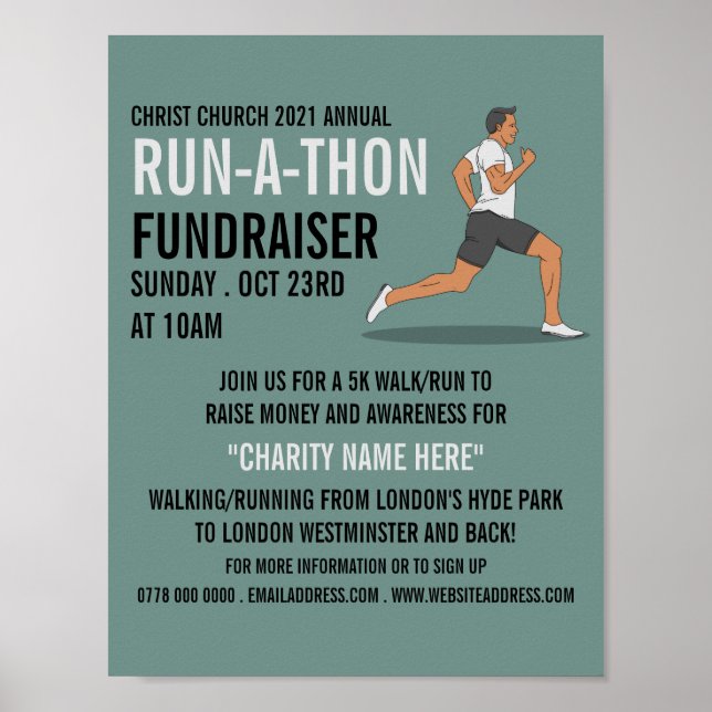 Poster Runner, Charity Run-Walk-a-Thon Event Advertising (Frente)