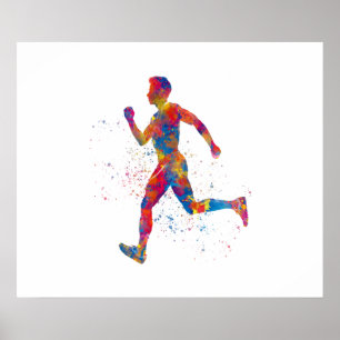 Poster Runner do atleta Watercolor