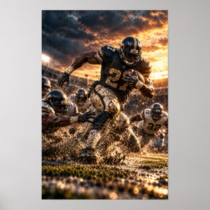 Poster Running Back de Futebol Americano Rompendo