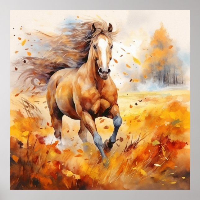 Poster Running Horse in Autumn (Frente)