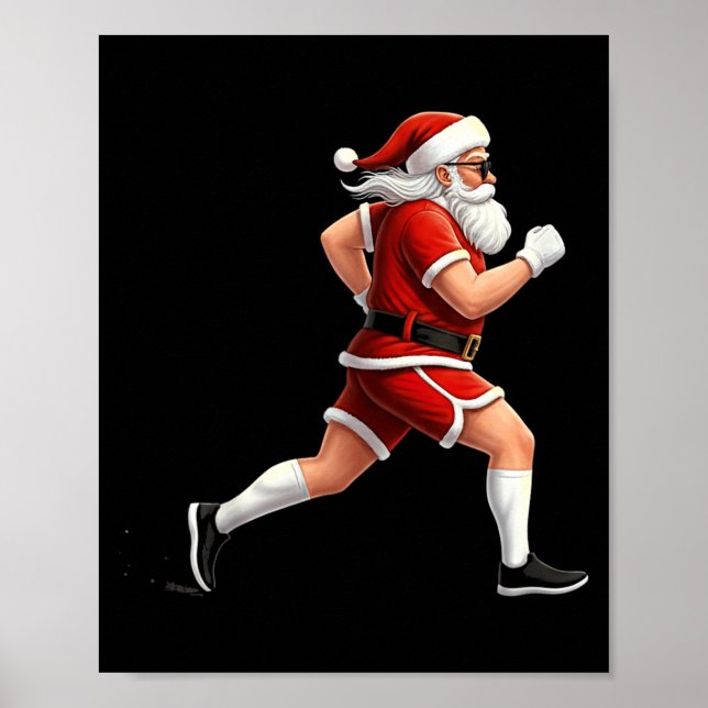 Poster Running Santa Christmas Graphic Runner Run Maratho (Frente)