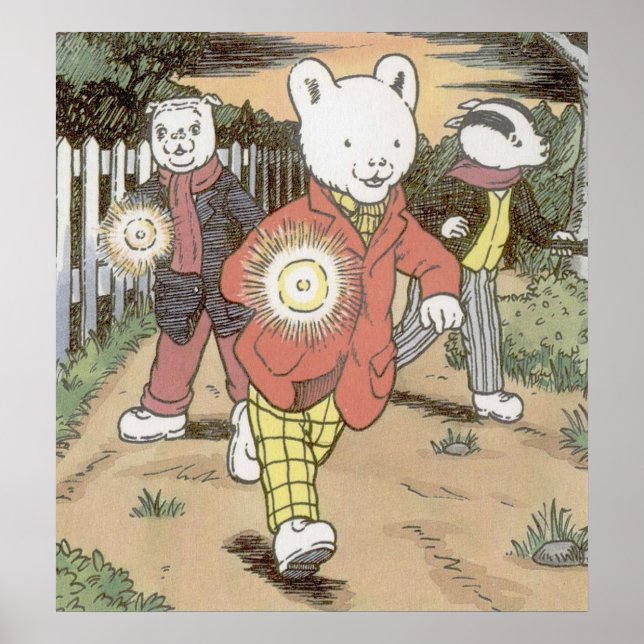 Poster Rupert Bear Bill Badger e Algy Pug (Frente)