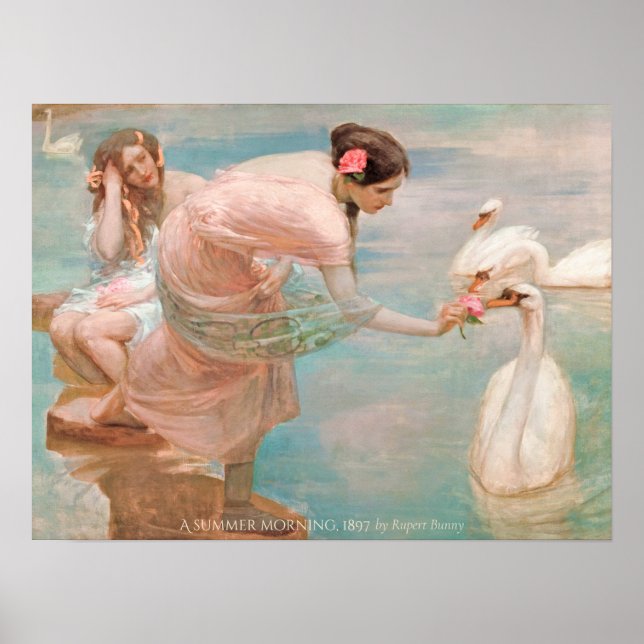 Poster Rupert Bunny Verão de 1897 Mulheres com cisnes (Frente)