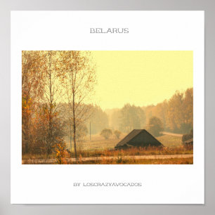 Poster rural da paisagem da arquitetura de Belarus