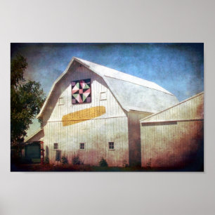 Poster Rural Iowa Barn Corn and Quilt