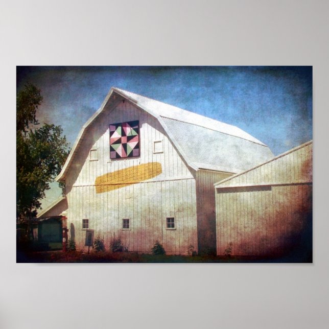 Poster Rural Iowa Barn Corn e Quilt (Frente)