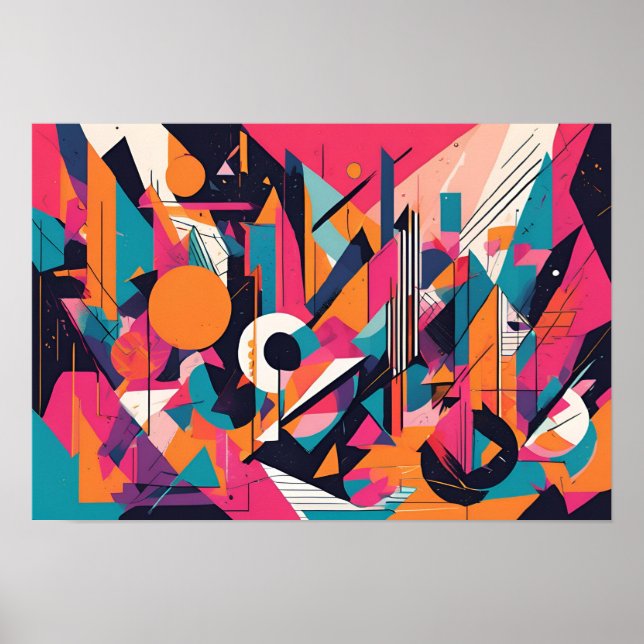 Poster Rush de Geometria Neon (Frente)