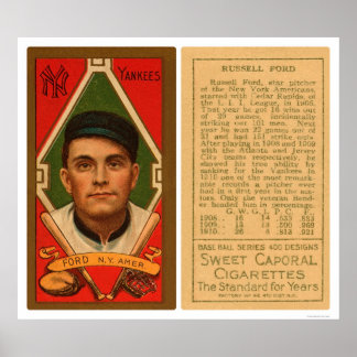 Póster Russell Ford Yankees Baseball 1911