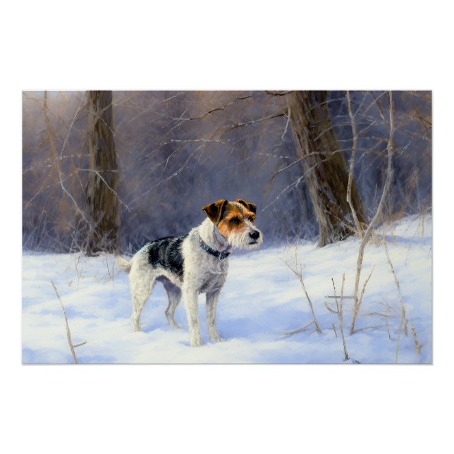 Póster Russell Terrier Deixe Nevar Natal (Frente)