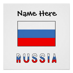 Póster Rússia Bandeira Russa Preta Personalização