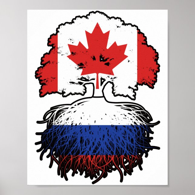 Poster Rússia Canadá Russo Canadá Árvore Bandeira (Frente)