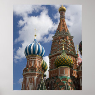 Póster Rússia, Moscou, Praça Vermelha. Basílica de São Ba