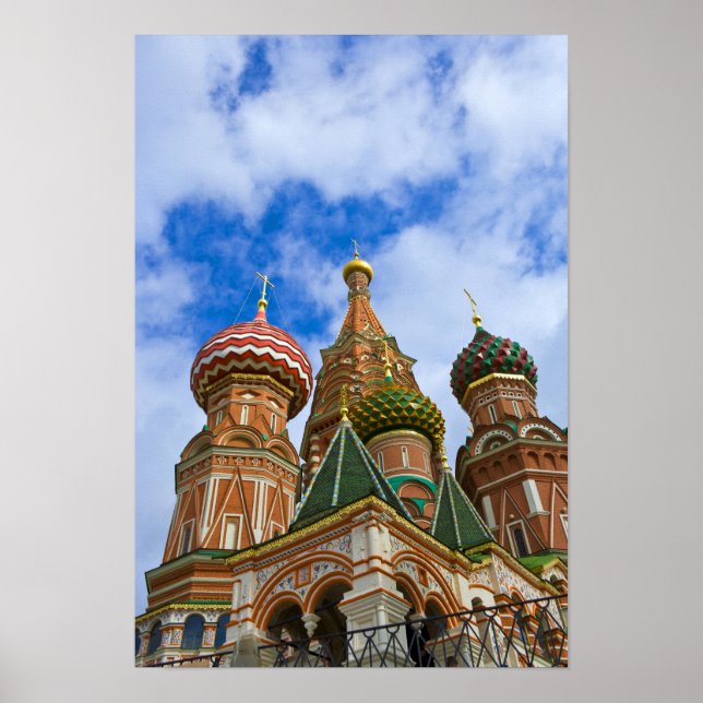 Póster Rússia, Moscou, Praça Vermelha, São Basílio (Frente)