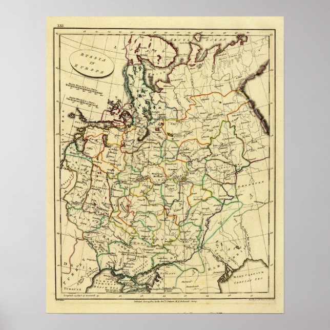 Póster Rússia na Europa com limites traçados (Frente)