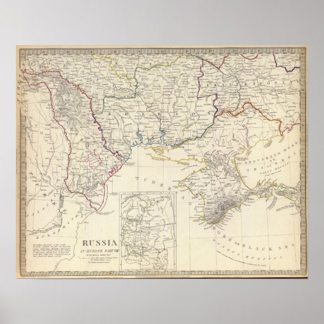 Poster Rússia na Europa Parte VIII com mapa de índice (Frente)