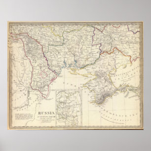 Poster Rússia na parte VIII de Europa com mapa de índic