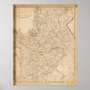 Póster Rússia no mapa de Europa por Arrowsmith