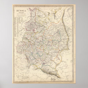 Póster Rússia no mapa geral de Europa