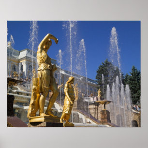 Póster Rússia, Ruas. Petersburgo, estátuas de Ouro na