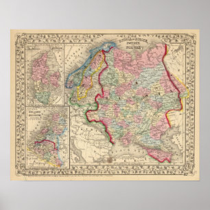 Poster Rússia, suecia, mapa de Noruega por Mitchell