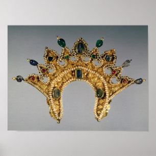 Póster Russian diadem, gold set with pearls