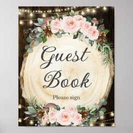 Poster Russo Blush Floral Encantado Livro de Convidados d