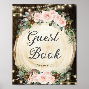 Poster Russo Blush Floral Encantado Livro de Convidados d