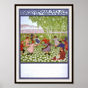 Poster Russo que Fundraising para a tuberculose 1914