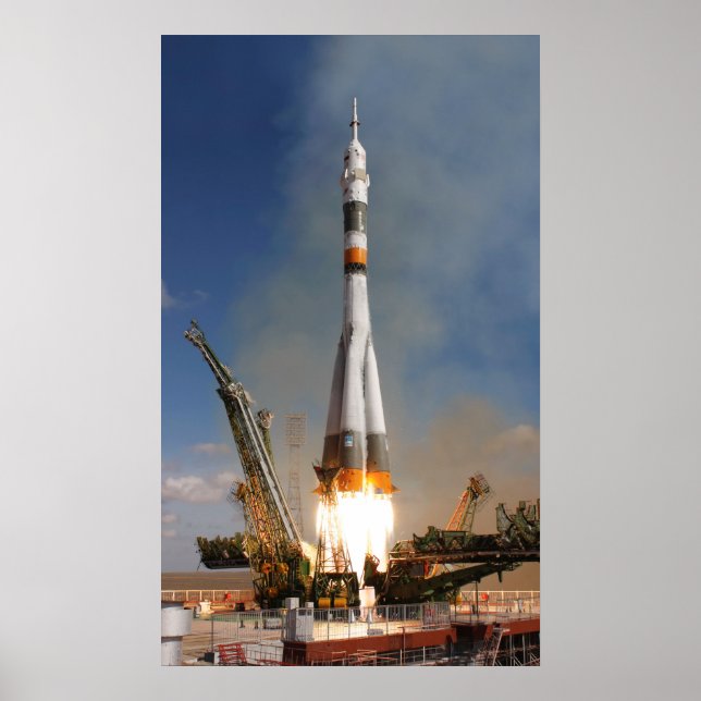 Póster Russo Soyuz Liftoff - 12 de outubro de 2008 (Frente)