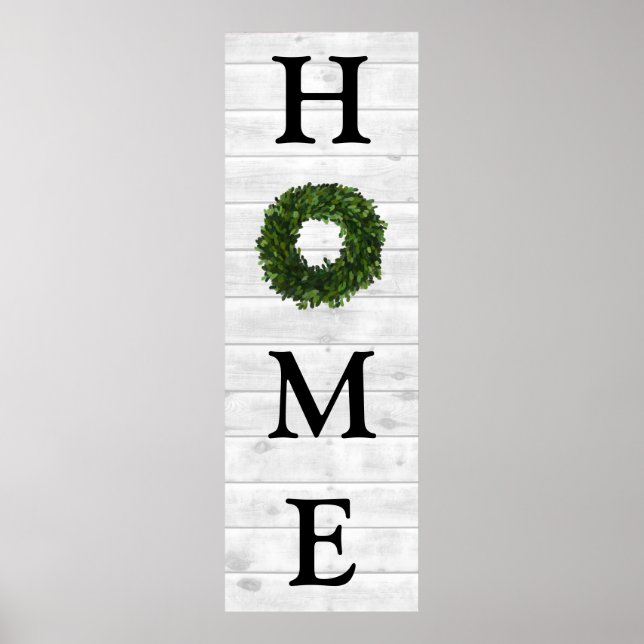 Poster Russo White Shiplap Madeira Casa Boxwood Wreath (Frente)