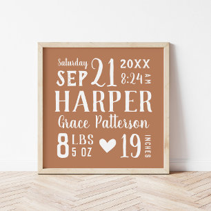 Poster Rust Baby Girl Birds Stats Keepsaee