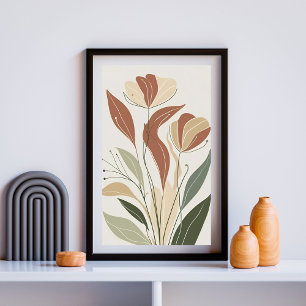 Poster Rust Meadow Whisper I – Minimalista Folha Botânica