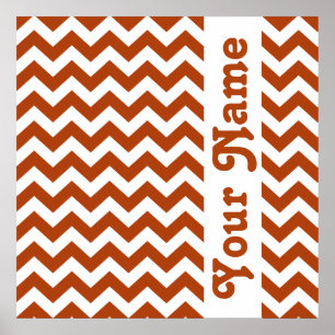 Póster Rust Red Poppy Safari Chevron com texto personaliz