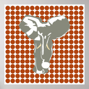 Póster Rust Safari Dot com Elefante de Arte Pop