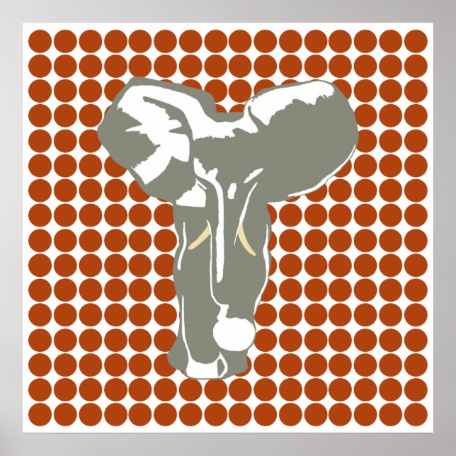 Póster Rust Safari Dot com Elefante de Arte Pop (Frente)