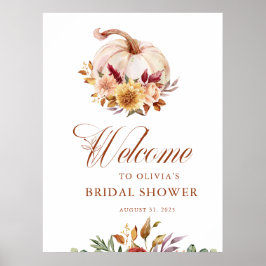 Poster Rust Terracotta Floral Pampas Grass e Pumpkin