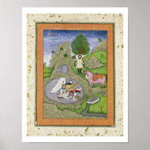 Poster Rustam que mata o demónio branco, ilustração de