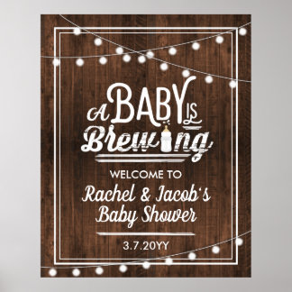 Poster Rustic A Baby está criando sinal de Chá de fraldas
