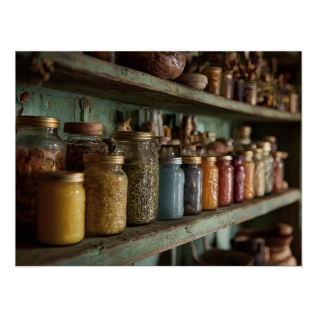 Póster Rustic Apothecary Herb Jar Shelf (Frente)