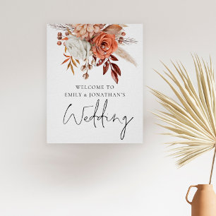 Poster Rustic Autumn Florals Bem-vindos ao Casamento