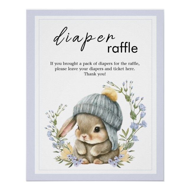 Póster Rustic Baby Animal Baby Shower Bunny Diaper Raffle (Frente)