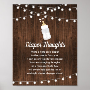 Poster Rustic Baby está criando Fraldas pensamentos Chá d