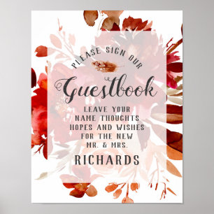 Poster Rustic Beaufloral Por Favor Assinar Nosso Guestboo