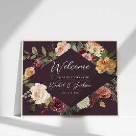 Poster Rustic Bloom Watercolor Floral Weding Bem-Vindo