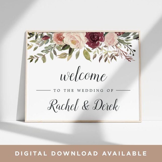 Poster Rustic Bloom Wedding Welcome (Criador carregado)
