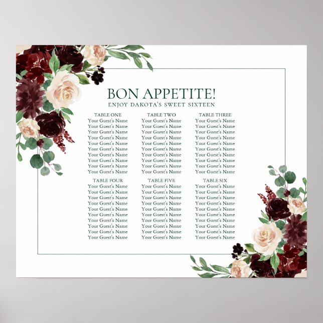 Poster Rustic Blooms | Terracotta Marsala 6 Mesas (Frente)