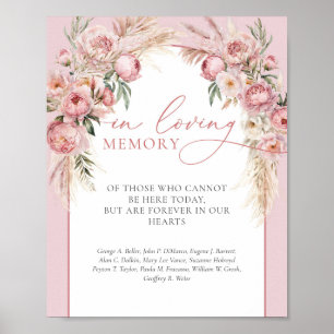 Poster Rustic Blush pink peonies pampas na memória amoros