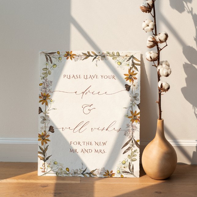 Poster Rustic Boho Floral Advice e Sinal de Desejo (Criador carregado)