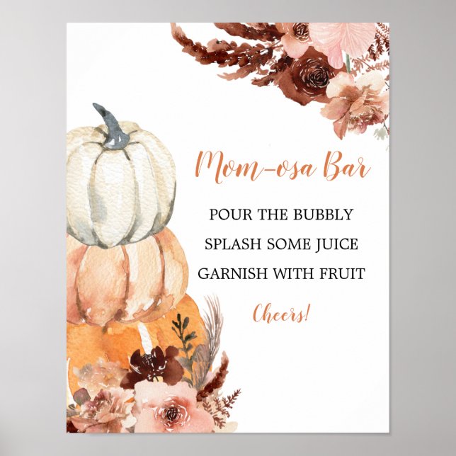 Poster Rustic Boho Pumpkin Game Momosa Bar (Frente)