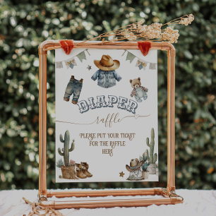 Poster Rustic Boho Wild West Boy Fralda Raffle